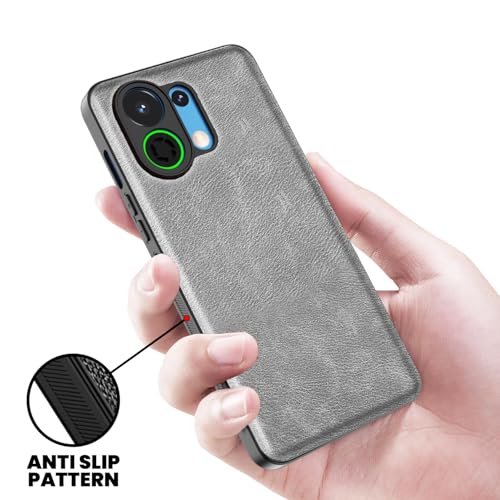 Image of Kapa Tux Leather Back Cover for Oppo K13 Turbo / K13 Turbo Pro | Slim Shockproof Camera Protection Bumper Case (Grey)