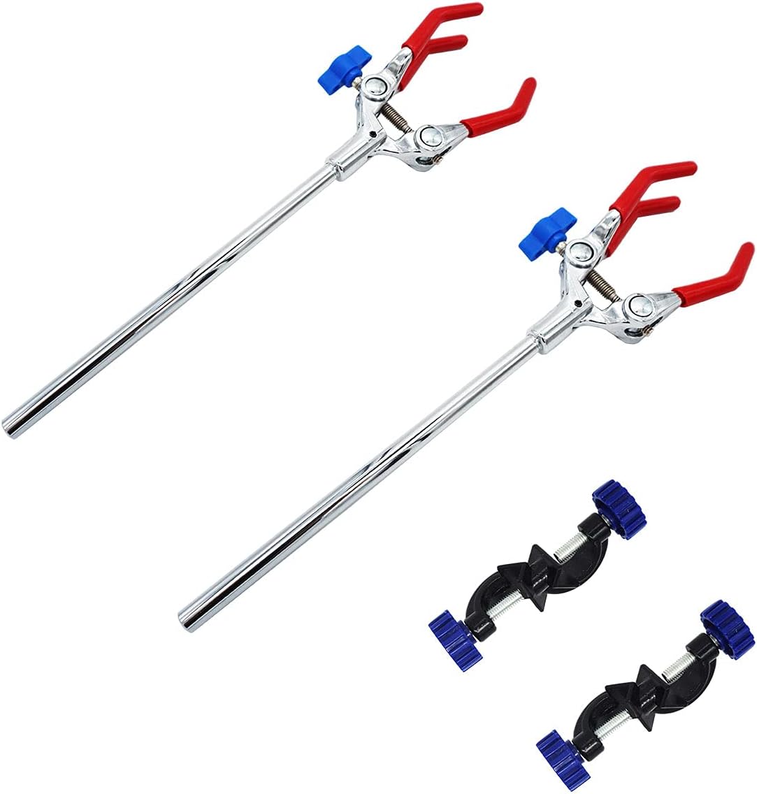 Laboratory Clamps 3 Prong with Lab Stand Clamp Holder for Chemistry Ring Stand 2 Pack