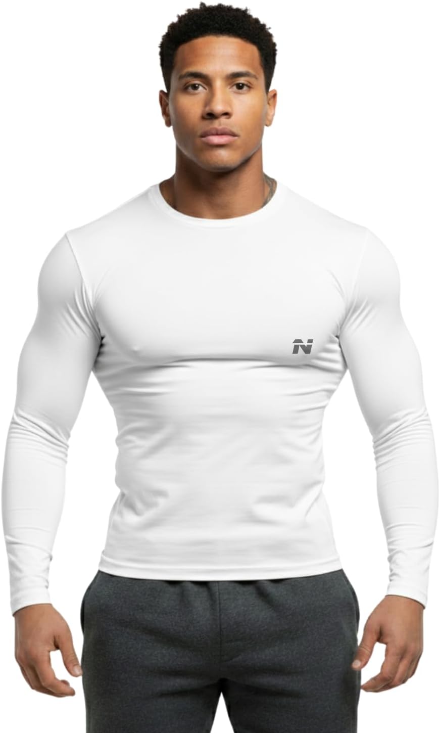Full Sleeve Compression, Workout, Round Neck, Down Shoulder T-Shirt - Men's Gym, Athletic & Sports Tights for Fitness