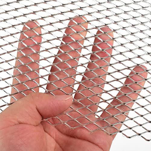 Image of AggAuto Universal 40 inchx13 inch Car Grill Mesh - Aluminum Alloy Automotive Grille Insert Bumper Hexagon Hole 6x12mm, One of the Most Multifunctional Shape Grids Silver