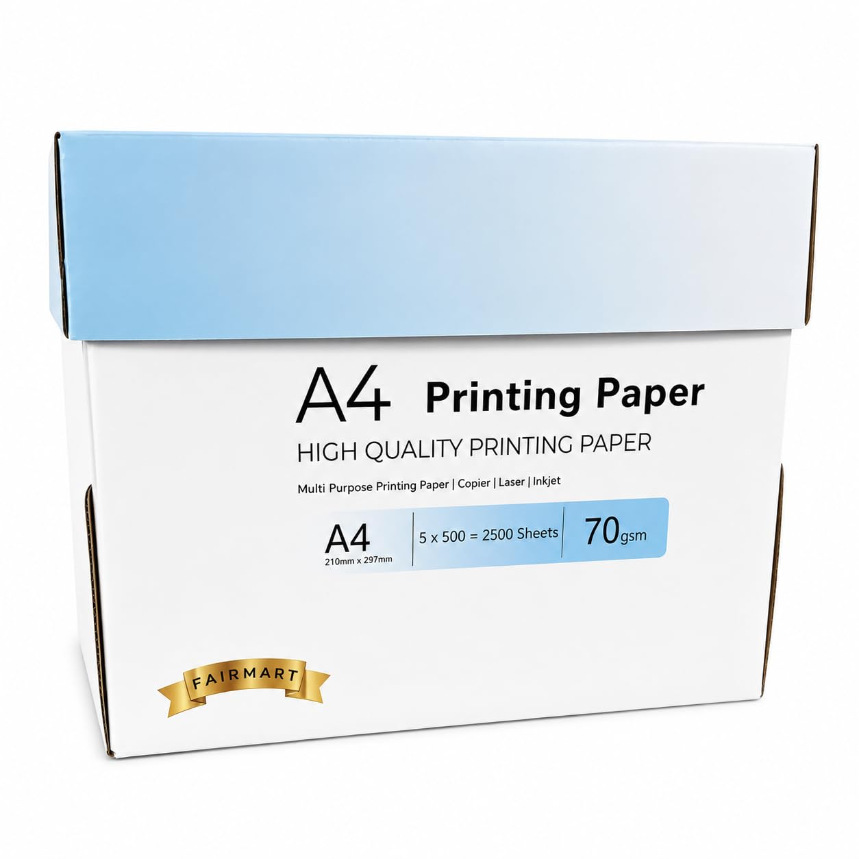 A4 Printer Paper White 70gsm or 80gsm, Multipurpose Copier Paper for Inkjet & Laser Printers, Home Office School Printing, 500 Sheets per Ream (70 GSM Blue; Pack: 5 Reams)