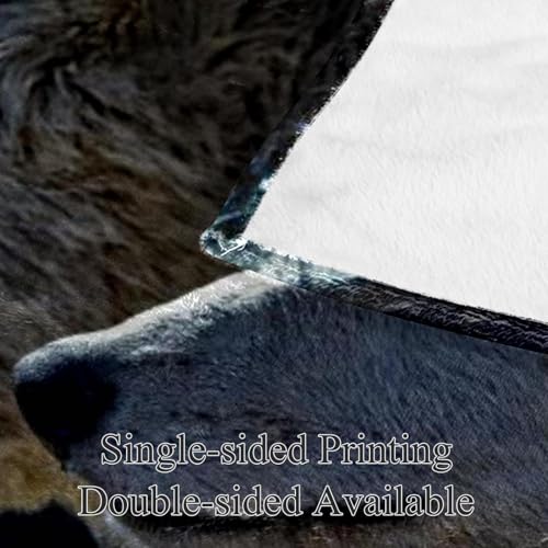 Couverture polaire loup haut de gamme : plaid microfibre doux 150x100