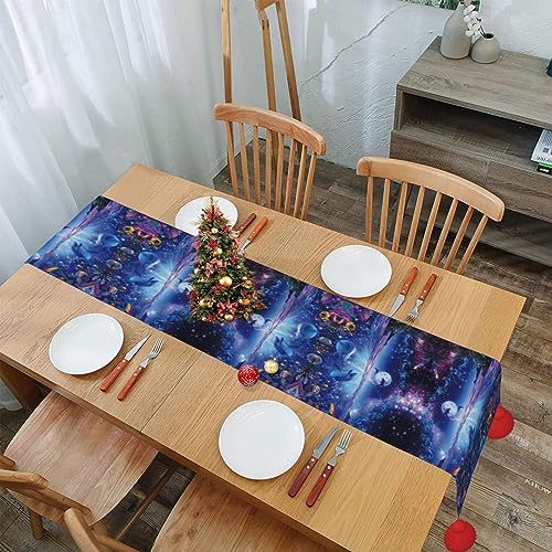Chemin de table de salle à manger rustique long décoration cuisine bleu ciel - 6