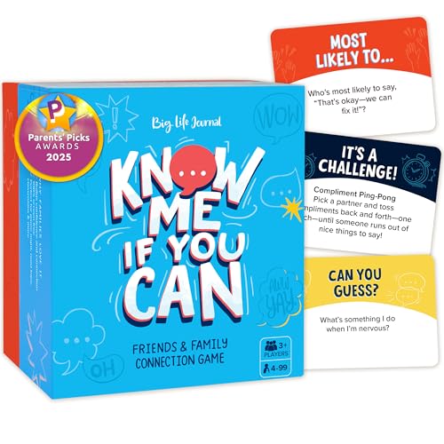 Big Life Journal - Know Me If You Can Connection Game Fun Family Game for Kids Teens & Adults 160 Cards to Spark Conversation Gratitude Build Emotional Intelligence & Create Lasting Memories