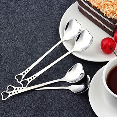 Cabilock Juego de 6 cucharillas de café con forma de corazón, para helado, postre, pudding - Imagen 4