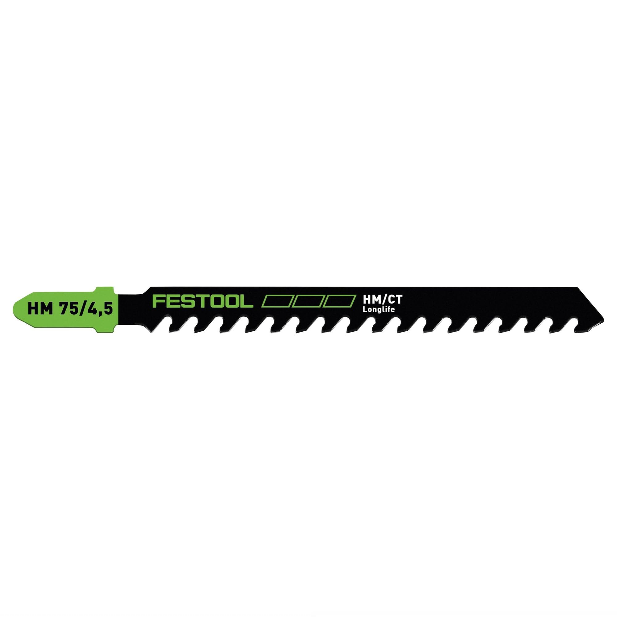 Festool HM 75/4,5/2 Lot de 2 lames de scie sauteuse en matériaux abrasifs (2 x 204343) panneaux de particules et de fibres reliés à la ciment