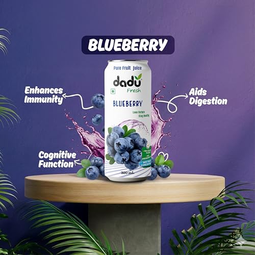 Image of Dadu Fresh Fruit Juice Combo | Blueberry, Soursop, Mixed Fruit, Peach | Pure Fruit Healthy Beverage | No Added Sugar, No Preservatives, Not from Concentrate | Vitamin Rich & Naturally Refreshing | 1140ml (4 Cans)