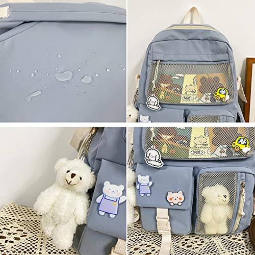 Eagerrich Mochila Kawaii com acessórios de pino fofo pingente de pelúcia Kawaii mochila escolar lind