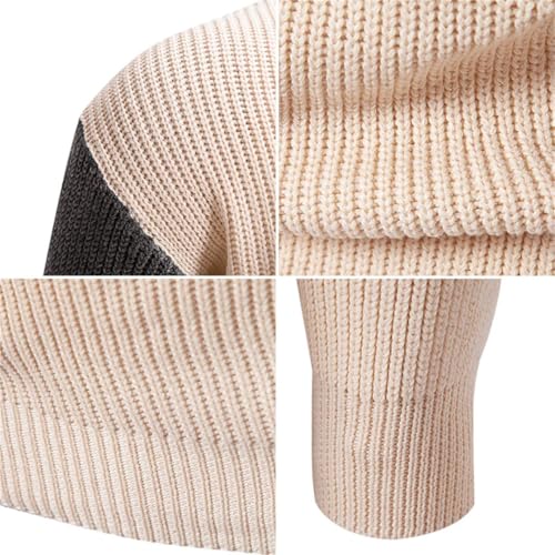 Men's Half Turtleneck Sweater Stand Collar Splicing Solid Color Pullover2