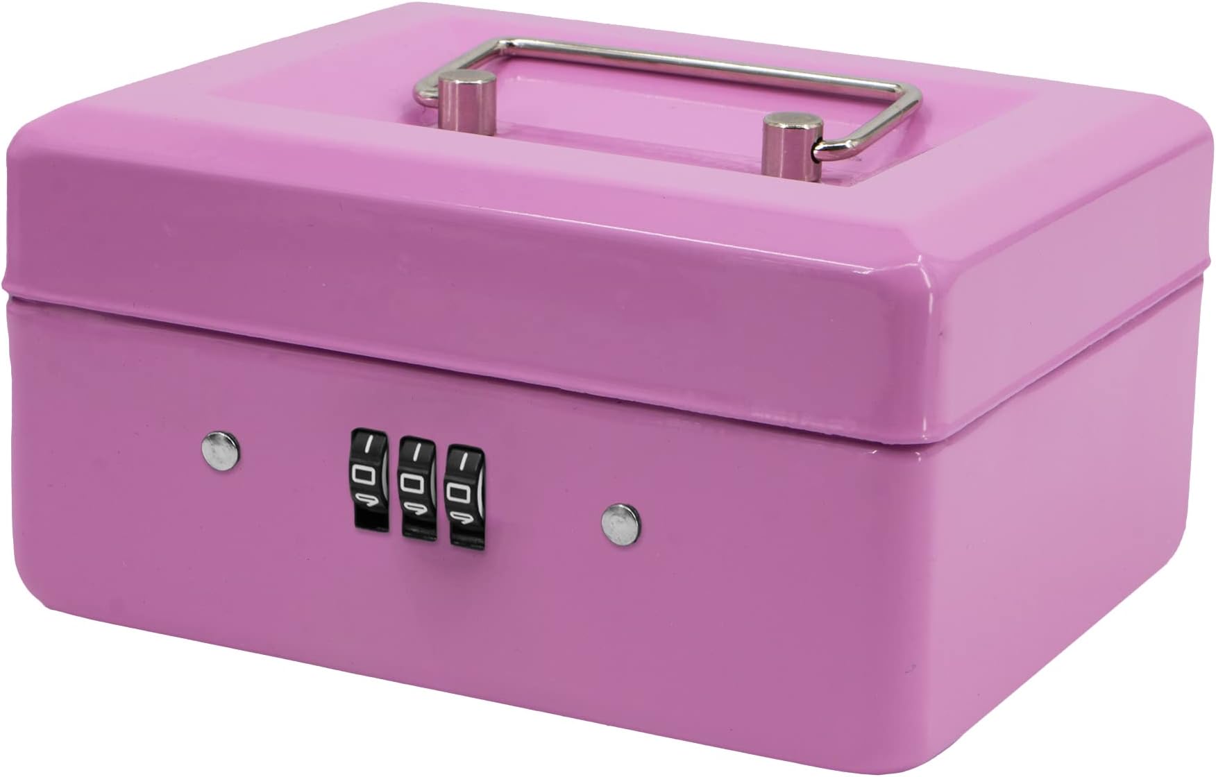 Time to Sparkle 6 inch Small Security Lock Box with Coin Tray Metal Material with Stainless Steel Handle 15 * 12 * 11cm Pink
