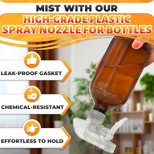 Image of 4 Pack Spray Bottle Nozzle Replacement - Adjustable Length Mist & Stream Spray Tops for Bottles 8 Oz & 16 Oz Bottle, Durable Trigger Sprayer Nozzles for Cleaning, Gardening, Salon and Home Use