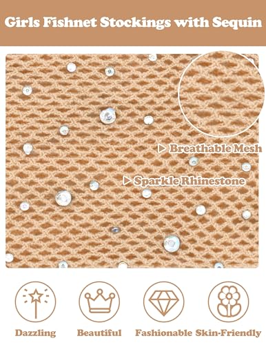Kids Fishnet Stockings Girls Glitter Tights Toddler Sparkle Tights for Halloween With Rhinestone3