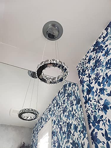 Image of Modern Crystal Hanging Ring Foyer Circular Chandelier LED Light Fixtures Pendant Lights (8.5 inch Diameter, Warm White)