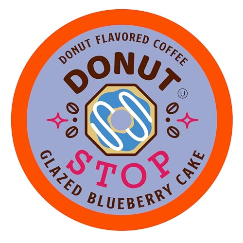 Donut Stop Glazed Blueberry Medium Roast Coffee Pods, 40 Count,