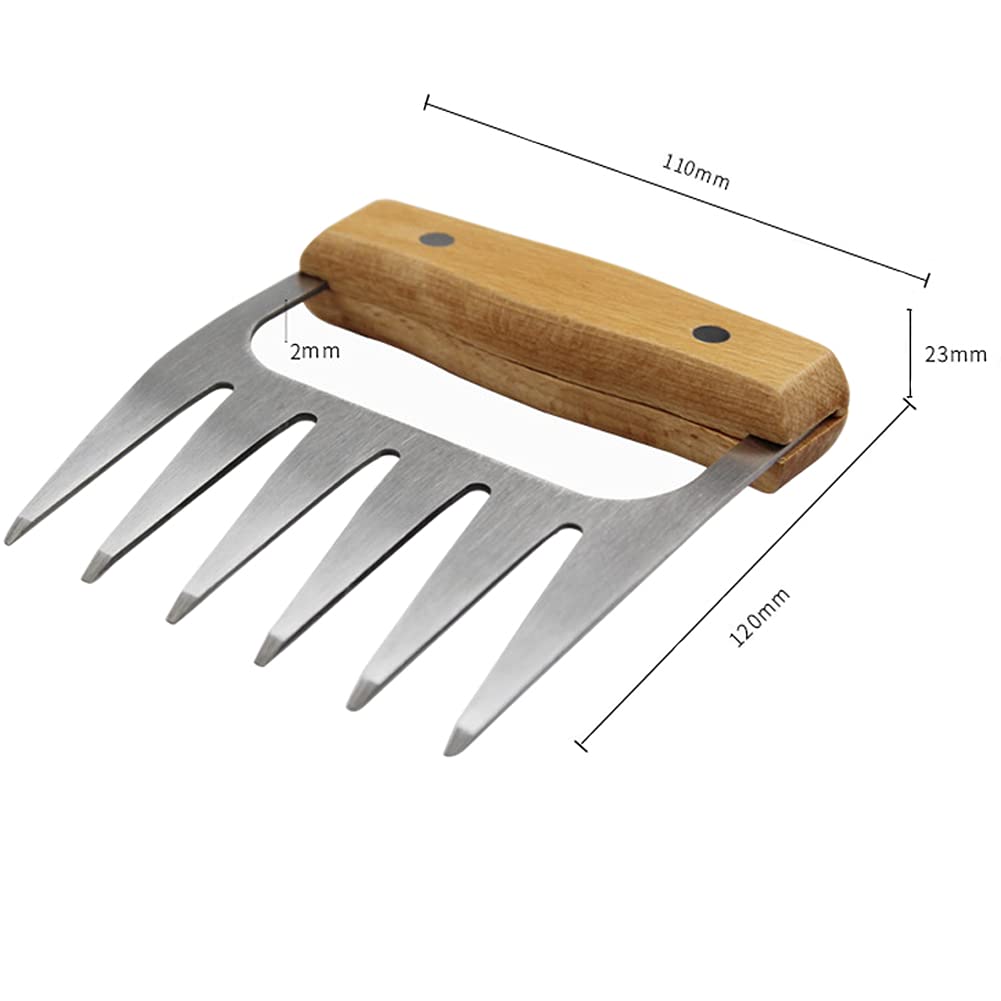 Artigli di Carne, Pulled Pork, Artigli Carne Barbecue, Manico in legno Orso Artiglio Separatore, Artigli d’Orso Forcella per Pulled Pork Manzo Pollo Maiale Tacchino Forchettone Utensili per Barbecue