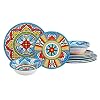 Certified International Seville 12 Piece Melamine Dinnerware Set Service for 4 Multicolor