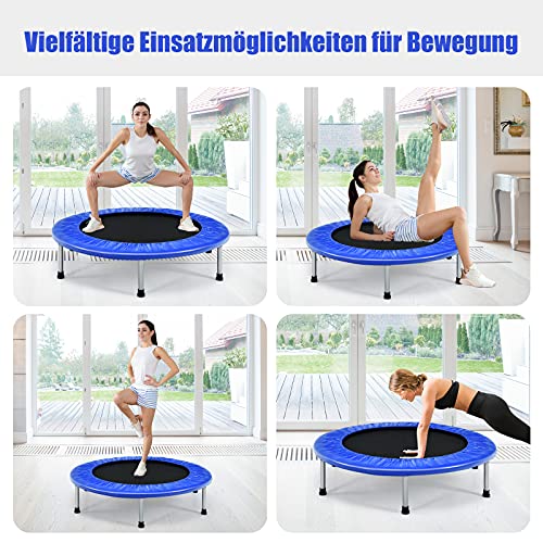 COSTWAY φ97cm Mini Trampolin, Fitness Trampolin faltbar, Kindertrampolin bis 150kg belastbar, Gartentrampolin, Indoor… – Bild 4