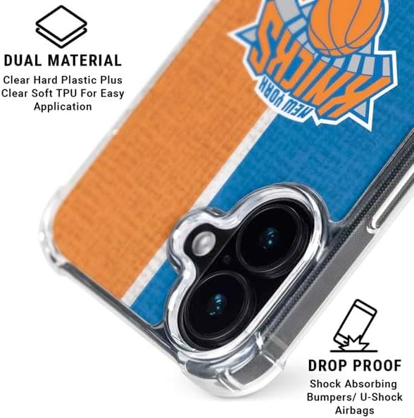 Skinit Clear Phone Case Compatible with iPhone 16 - Officially Licensed NBA New York Knicks Canvas Design