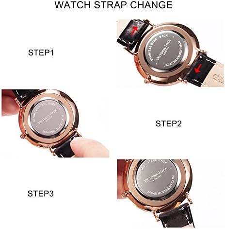 VICTORIA HYDE Retro Watches for Women Small Dial Analog Quartz Detachable Genuine Leather Strap Ladies Wristwatch Black - Image 2