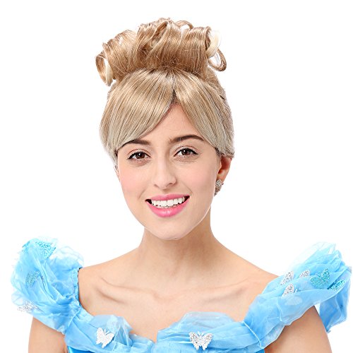 STfantasy Cinderella Wig for Women Princess Cosplay Costume Halloween Party Short Curly Blonde Hair (Blonde)