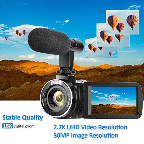 Video Camera Vlogging Camera with MicrophoneFull HD 1080p 30fps 24.0MP Video Camcorder for YouTube Support Remote Controller