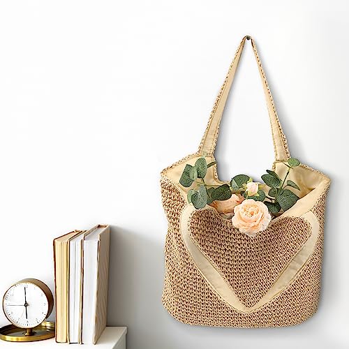 Image of Trifabricy Beach Bags for Women, Woven Straw Tote Bags,Large Beach Bag, Weaving Swim Shopping Travel Bag Waterproof