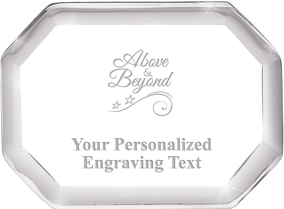 Crown Awards 2.5" Octagon Above and Beyond Acrylic Paperweight Award, Custom Engraved Above and Beyond Trophy, Engraving Included