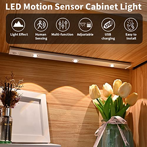 hongnix lampe led,40cm lampe de placard avec détecteur de mouvement, lampe led rechargeable usb,led cuisine sans fil avec 3 modes Éclairage et montage magnétique pour armoires/couloirs/garage/escalier