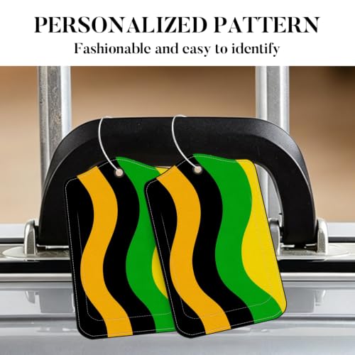 Image of Abstract Wave Luggage Tags 2 Pack, PU Leather Privacy Flap