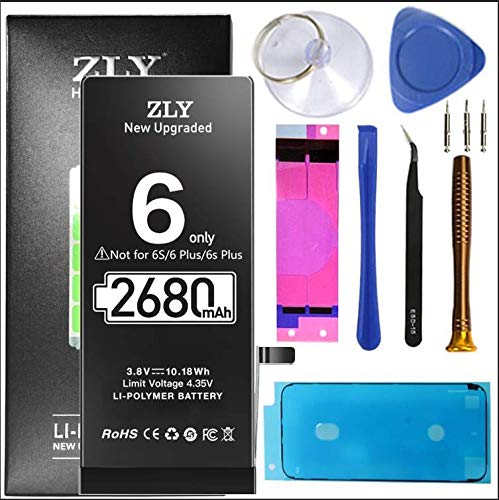 Battery for iPhone 6, 2680mAh Higher Capacity Upgraded New 0 Cycle Battery Replacement for iPhone 6(not for 6s /6 Plus) with Complete Professional Repair Tools Kits - 18 Months Service