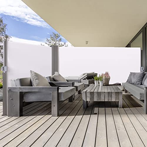 Gias Retractable Patio Double Side Awning,Folding Fence Patio Screen Outdoor Waterproof Sun Shade Wind Screen Privacy Divider,2Panels(L 236” X H 71”, Beige) #TOP10