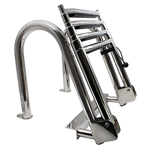 LXF Badeleiter Boot Poolleiter Edelstahl-Bootsleiter Innenborder 4-Stufen-Leiter, Klappbare Ponton-Bootsleiter Für Marine Yacht Swimming Pool Dock Cover