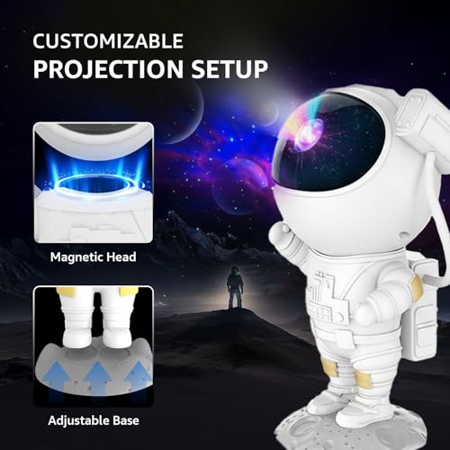 Image of Amazon Basics Astronaut Galaxy Light | Standing Space Man Design | White | ABS+PC+PVC | 7-Color | USB Powered | 10 sq. m Coverage | 11.9 x 11.1 x 22.8 cm