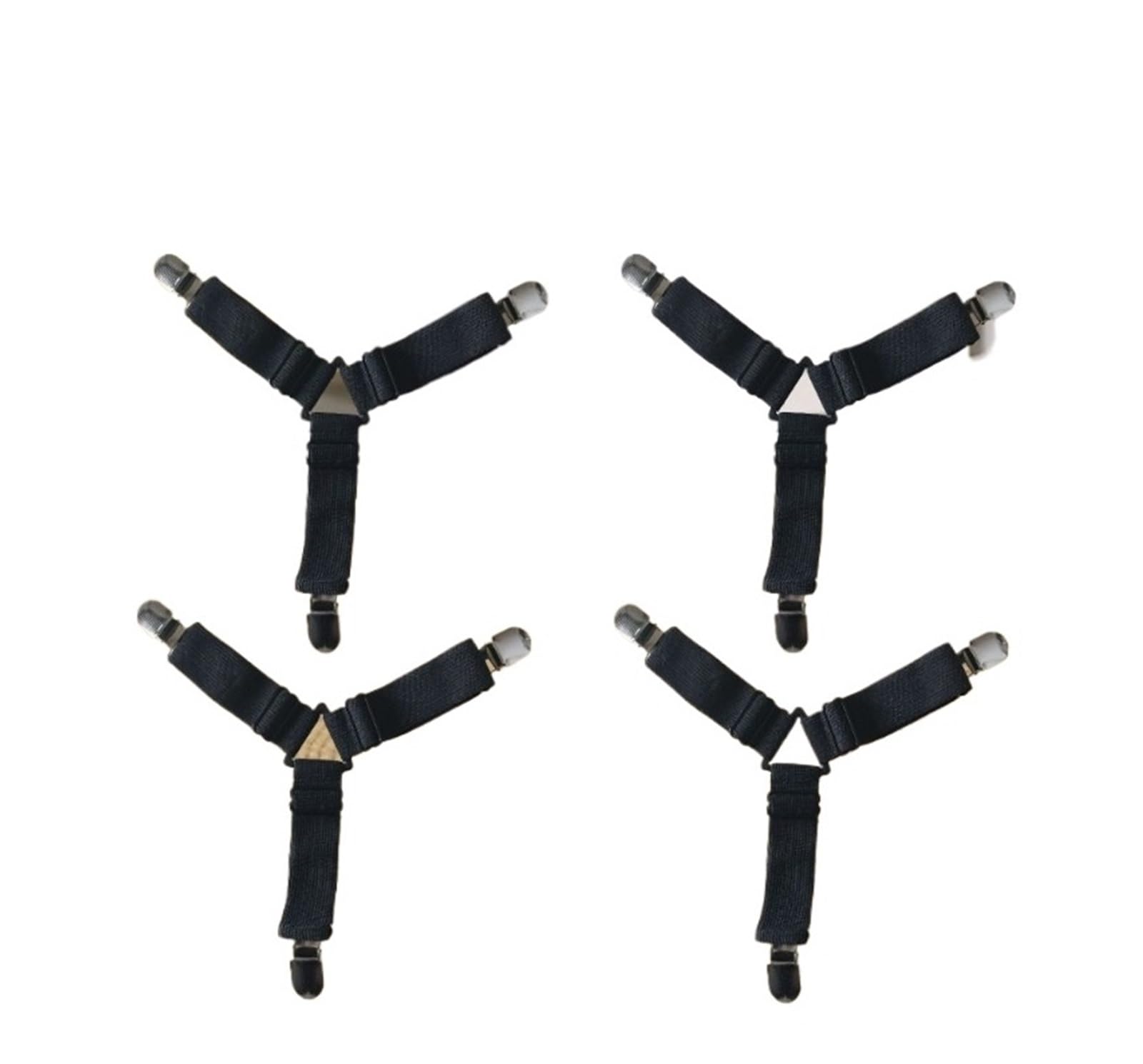 GSJNHY Bed Sheet Grippers Belt 4pcs/set Adjustable Bed Sheet Fasteners Strap Elastic Mattress Cover Corner Holder Clip Grippers Suspender Cord Hook Loop Clasps for Bedding(Black,12pcs)