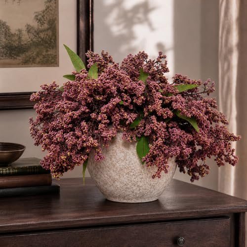 6 Pcs 17 Faux Dusty Plum Berry Stem For Vase Artificial Nandina Branches