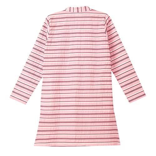 Image of Hopscotch Boys Cotton Stripe Print Kurta Pajama Set In Pink Colour