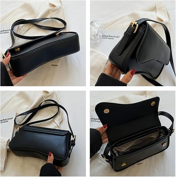 Shoulder Bag for Women Y2K Trendy Purse Vegan Leather Hobo Handbags Clutch Saddle Bag with 2 Removable Strap - Image 6