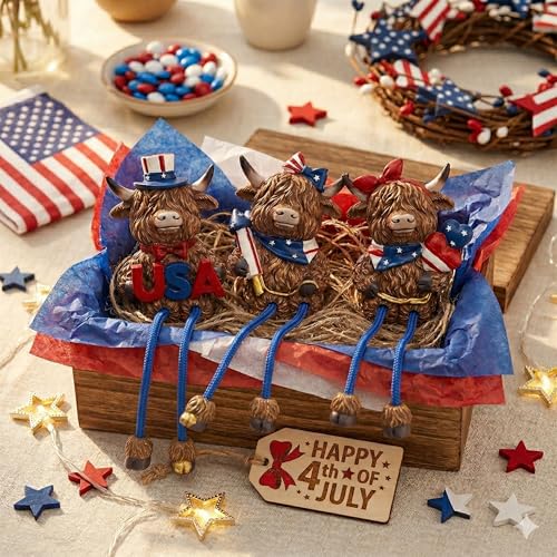 50% Off Patriotic Highland Cow Decor Set of 3 - Image 5