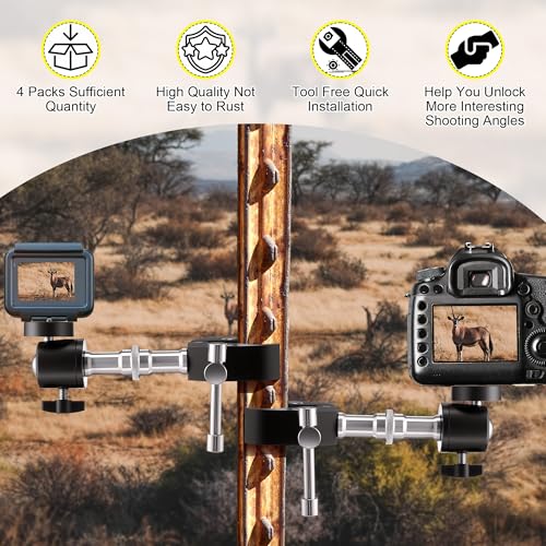 Image of 4PCS T Post Trail Camera Mounts, Trail Camera Mounting Bracket | Trail Camera Holder for Hunting, Adjustable Trailcam Mount, 360 Flexible Adjustment, Easy Installation, Wide Compatibility