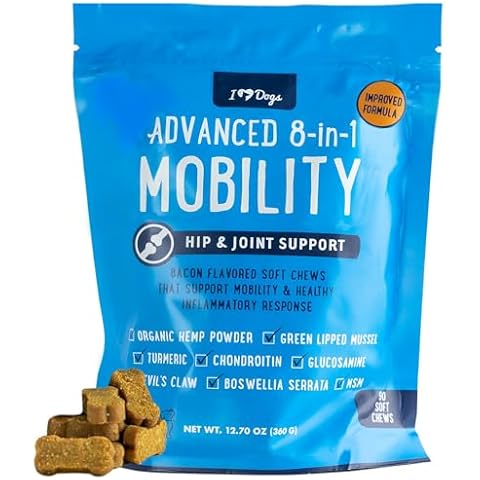 iHeartDogs Hip & Joint Supplement for Dogs - Advanced 8-in-1 Dog Joint Supplement Chews with Glucosamine, Chondroitin, Turmeric, Devil's Claw, Green Lipped Mussel, Hemp, Yucca, Boswellia & MSM - 90 Ct Cover