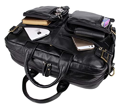 Leather 17inch Laptop Backpack Briefcase Big Capacity Shoulder Bag Tote Satchel Messenger Bag3