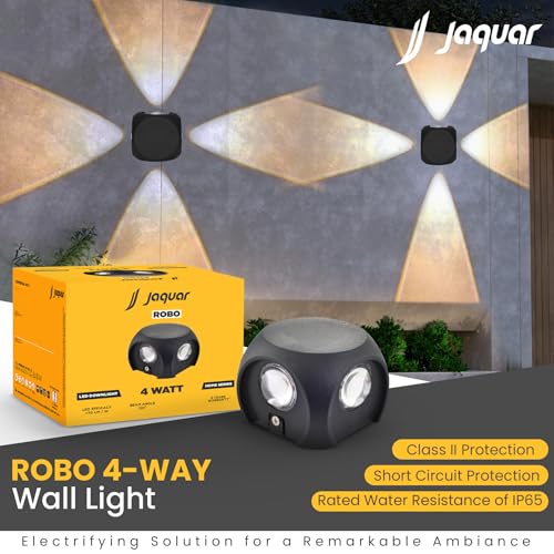 Image of Jaquar 4-Watt Robo Oval 4-Way Up-Down Outdoor LED Light Fixture | Waterproof IP65 | Warm White Aluminum Wall & Step Light | Pack of 1