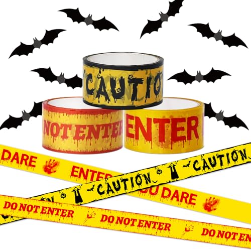 3Pcs Halloween Decorations Caution Tape Bundle, Yellow Caution Tape Roll Crime Scene Decorations Do Not Enter Tape,Caution Warning Tape For Crime Scene Halloween Party Indoor Outdoor (2 "X 82 Ft)