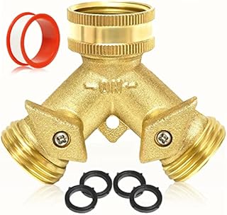 Garden Hose Splitter 2 Way - Heavy Duty Solid Brass Hose Y Splitter,Hose Faucet Splitter,3/4