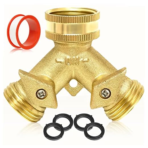 Garden Hose Splitter 2 Way - Heavy Duty Solid Brass Hose Y Splitter,Hose Faucet Splitter,3/4" Brass Hose Adapter Connectors Shut Off Valve, Hose Spigot Adapter 2 Valves, Plus 4 Extra Rubber Washers.