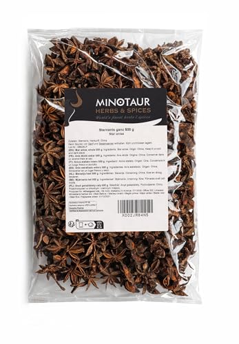 Minotaur Spices | Sternanis ganz 2x500g (1 Kg) Anissterne Gewürz zum Kochen und Dekorieren