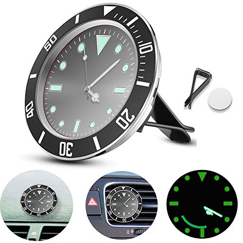 ALLOMN Horloge De Voiture, 5u00d75cm Voiture Air Vent Horloge Automobile Quartz Horloge Décoration Voiture Horloge Voiture Tableau Bord Horloge, Lumineux Dans La Nuit, avec 3M Autocollant (1 PCS, Noir)