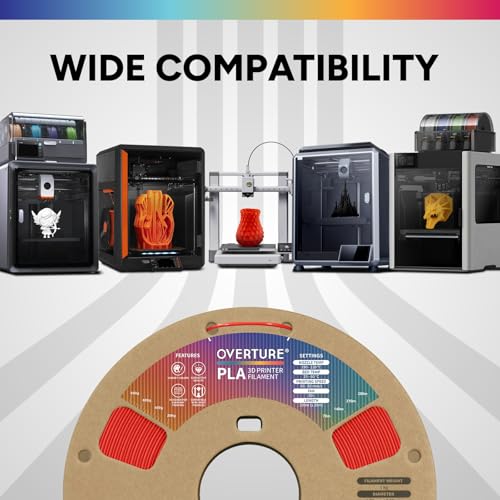 Image of OVERTURE PLA Plus (PLA+) Filament 1.75 mm PLA Professional Toughness Improved PLA Roll, Cardboard Spool, Premium PLA 1 kg, Dimensional Accuracy 99% Probability + /- 0.03 mm (GM 6Colours)