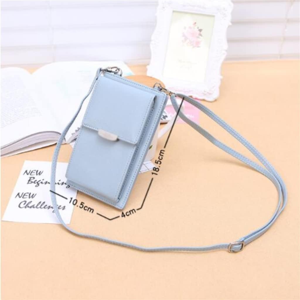 Women Purses Solid Color Leather Shoulder Strap Bag Mobile Phone Bag Card Holders Wallet Handbag Pockets For