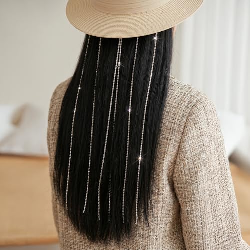 Cadena para cabello con pedrería y clips, 8 piezas miniatura 5